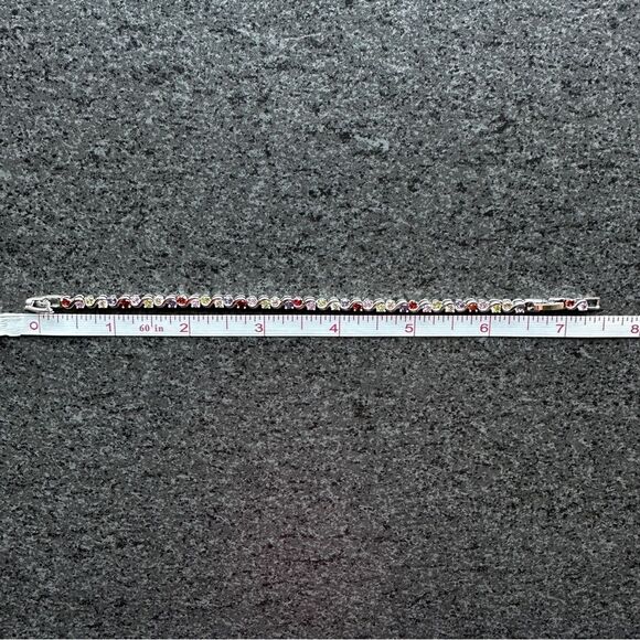 NEW 18K White Gold Plated Round Multicolor Crystal CZ 6.5 / 7.5" Tennis Bracelet - Picture 7 of 12